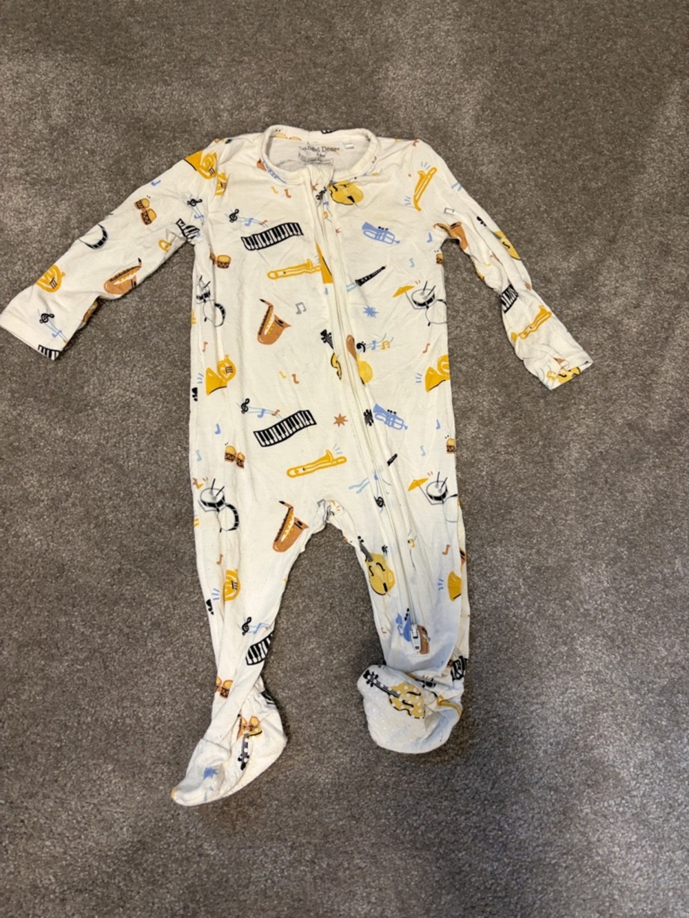 Angel Dear Cream Musical-Instrument Cotton Footed One-Piece
